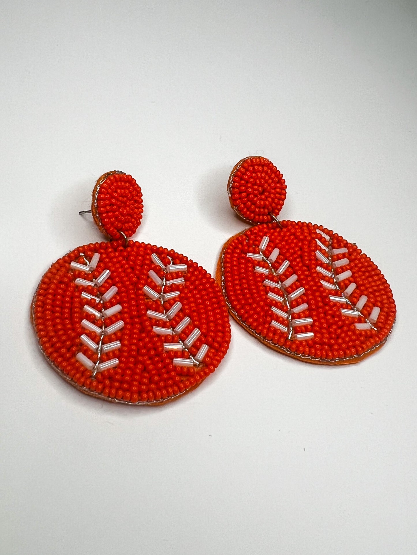 Baseball Beaded Earrings