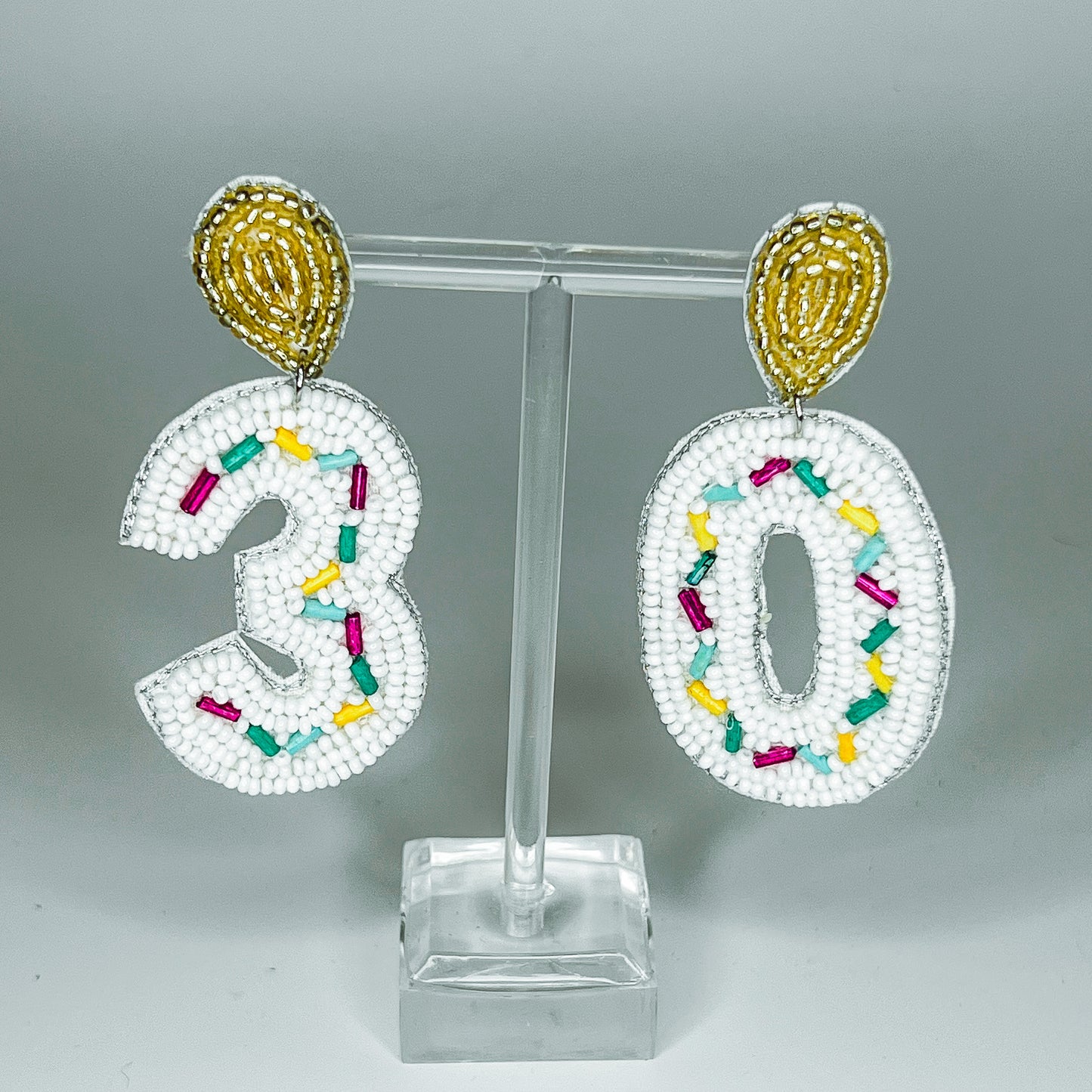 30th Birthday Cake Earrings OMD