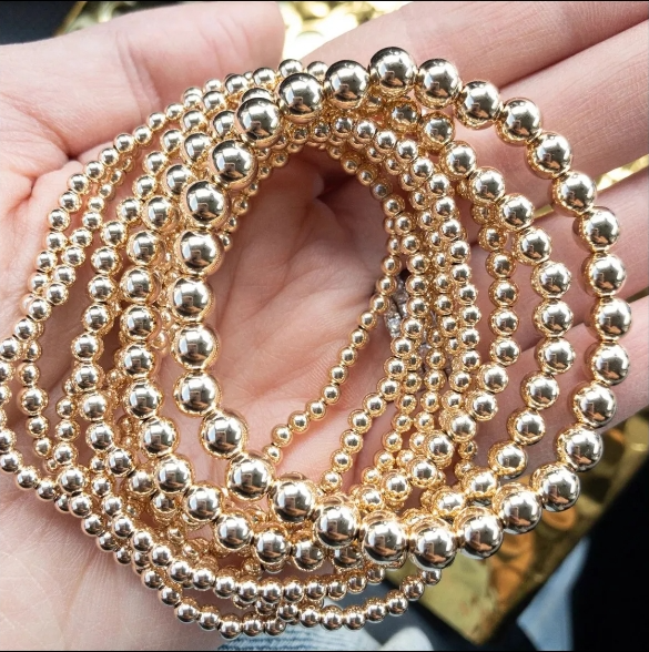 Beaded Bracelets Women Classic Golden Bangles