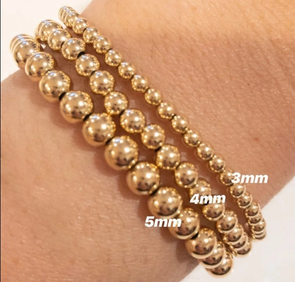 Beaded Bracelets Women Classic Golden Bangles