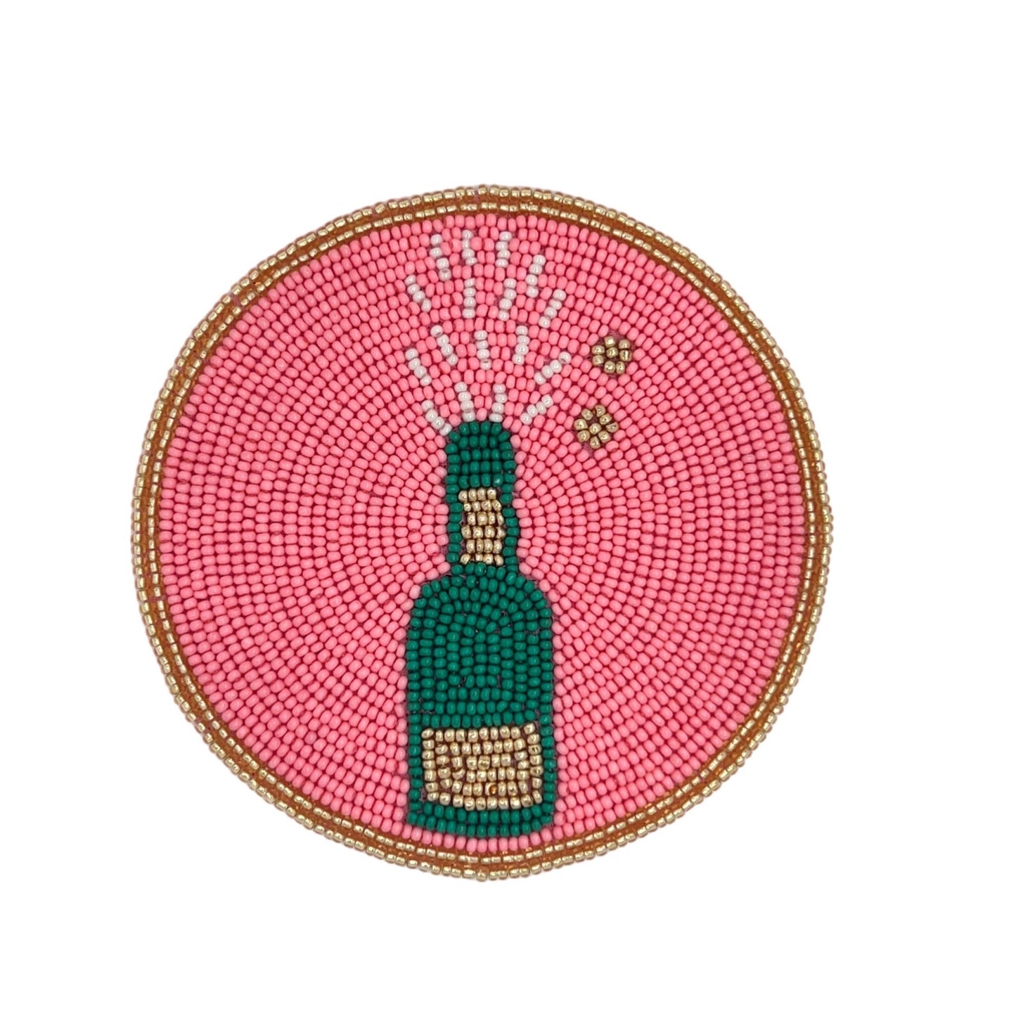 Pop the Champagne Bottle Beaded Coaster