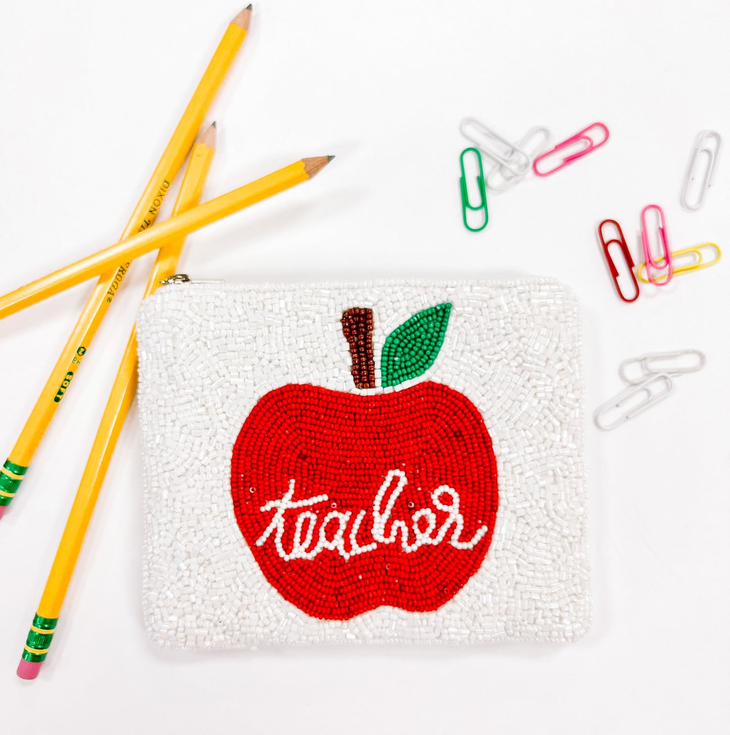 Teacher Beaded Coin Pouch