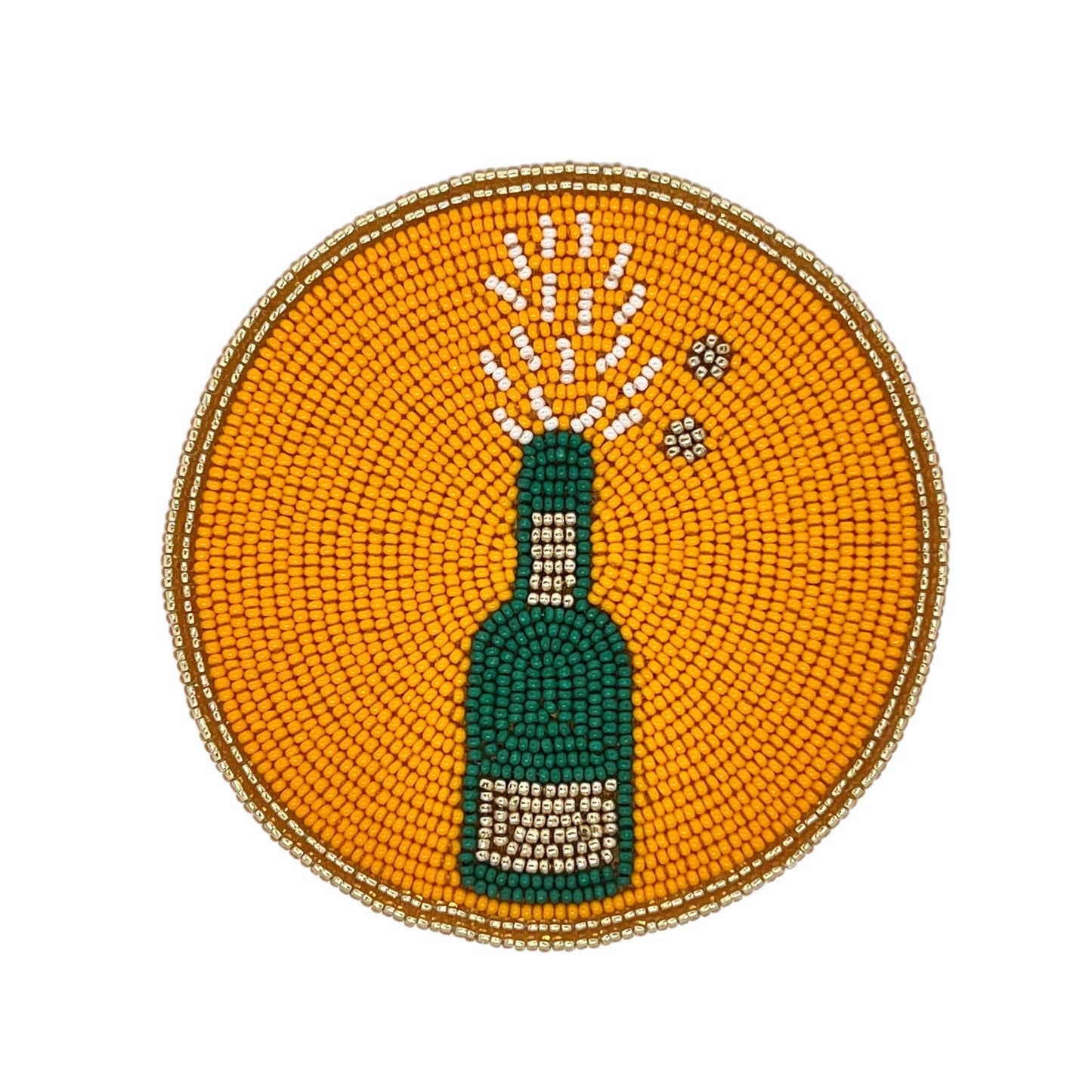 Pop the Champagne Bottle Beaded Coaster