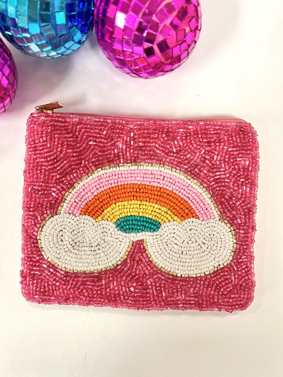 Rainbow Beaded Coin Purse