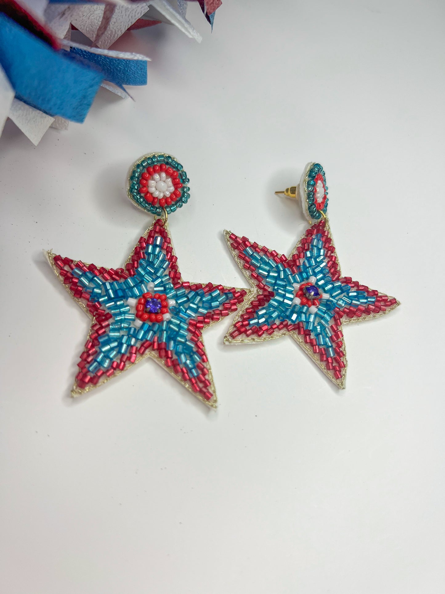 Patriotic Star Beaded Earrings