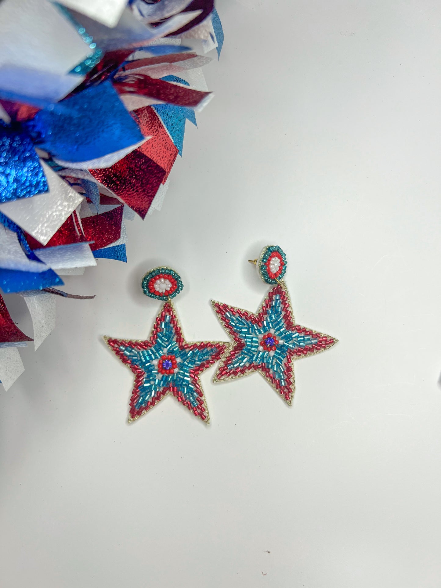 Patriotic Star Beaded Earrings