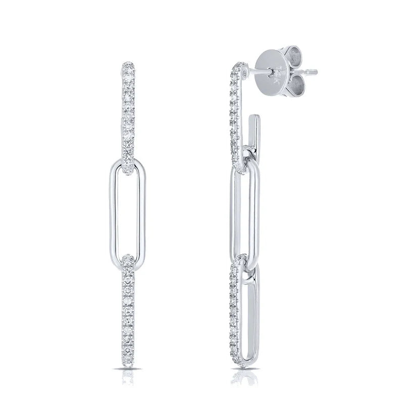 Long Chain Tassel Pendant Copper Inlaid Zircon Earrings