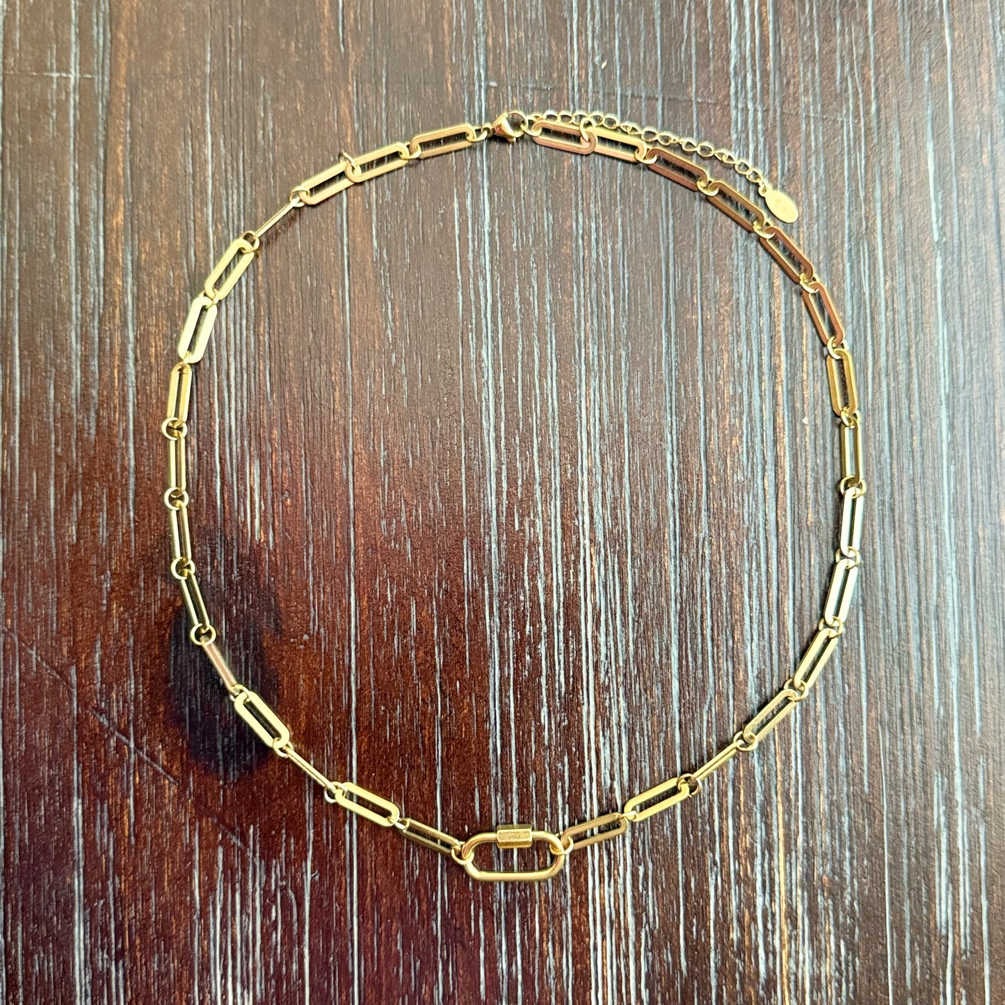 Gold link paperclip necklace