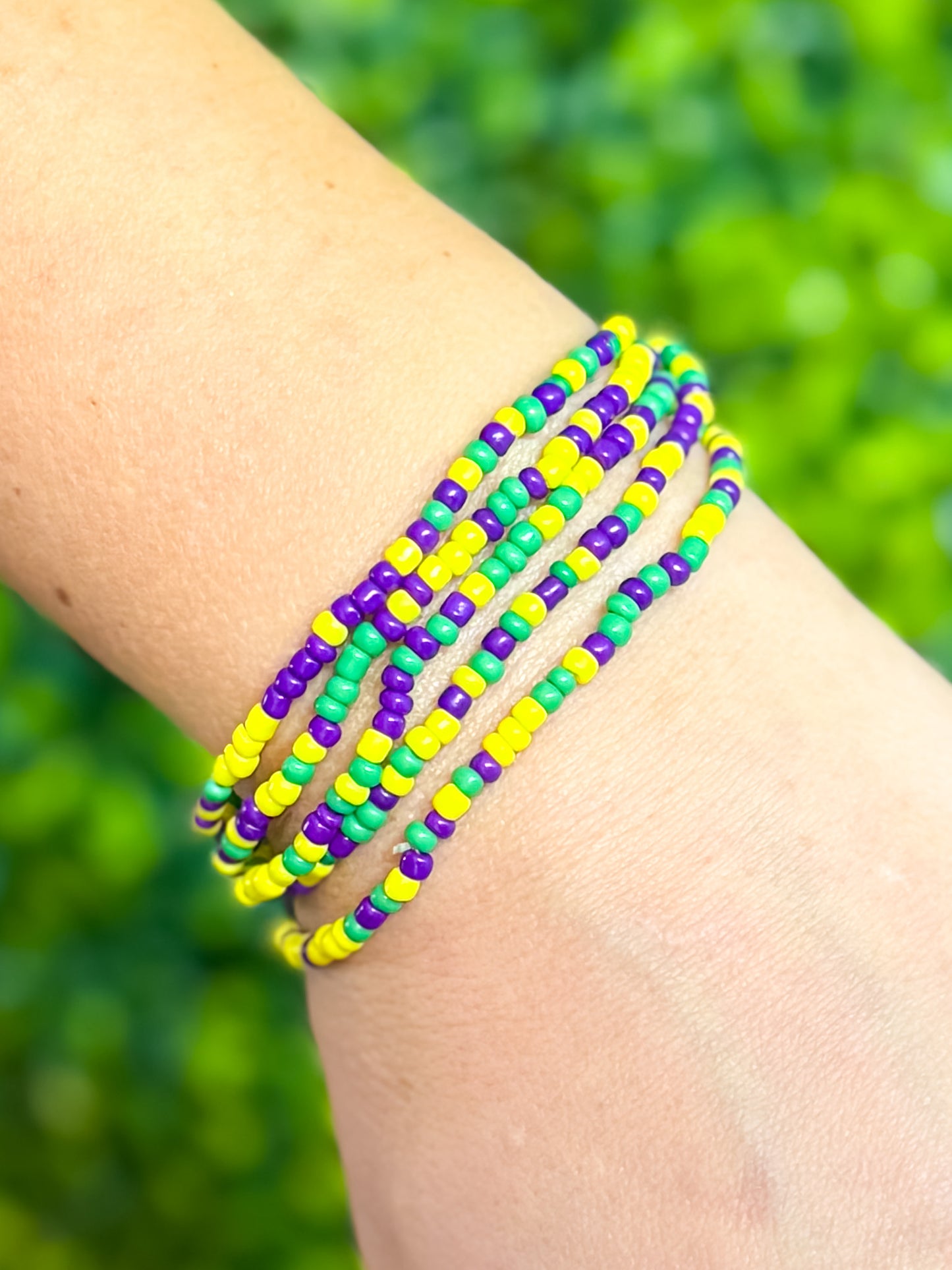 Mardi Gras beaded bracelets (5pk)