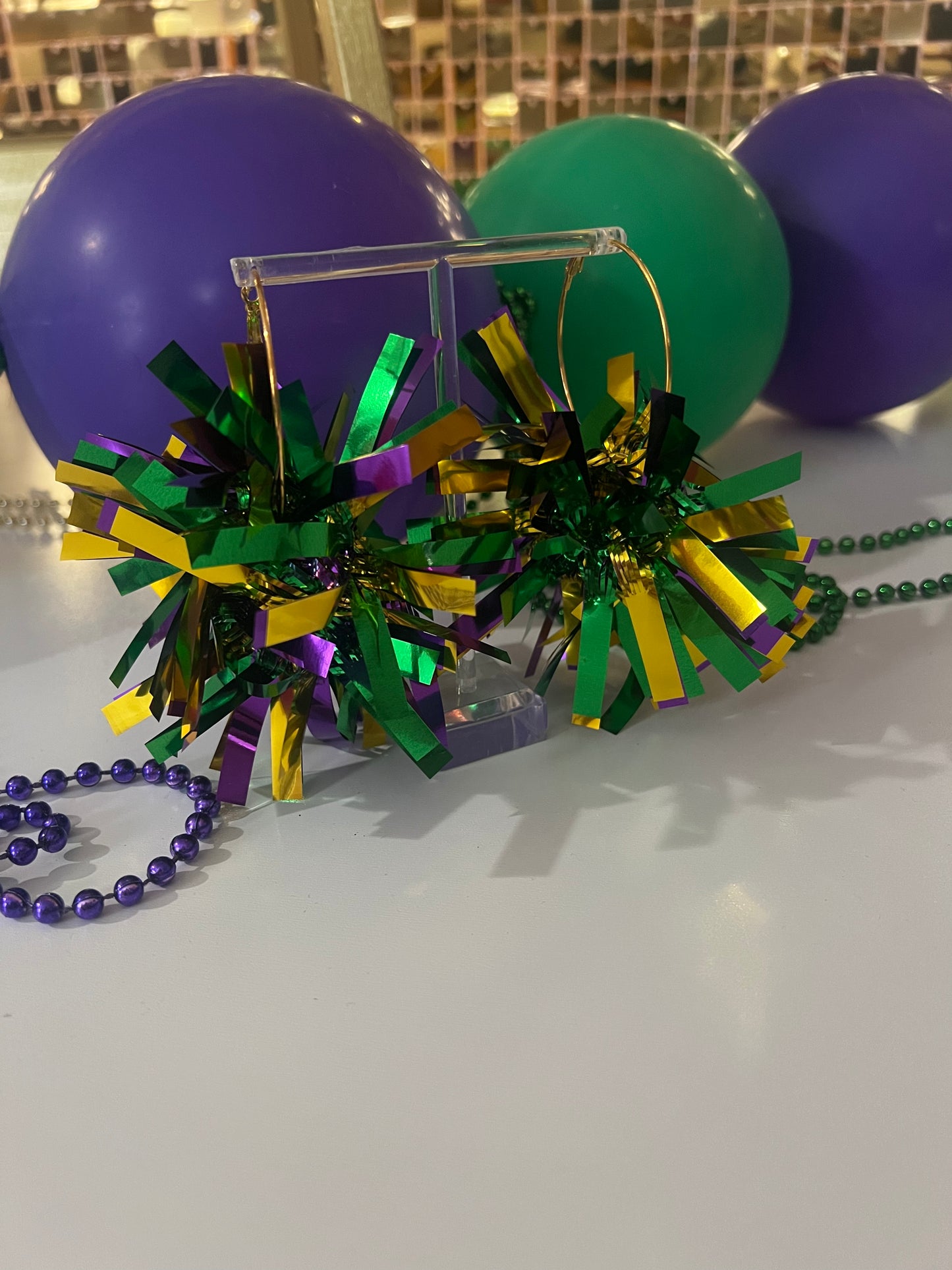 Mardi Gras Tinsel Earrings