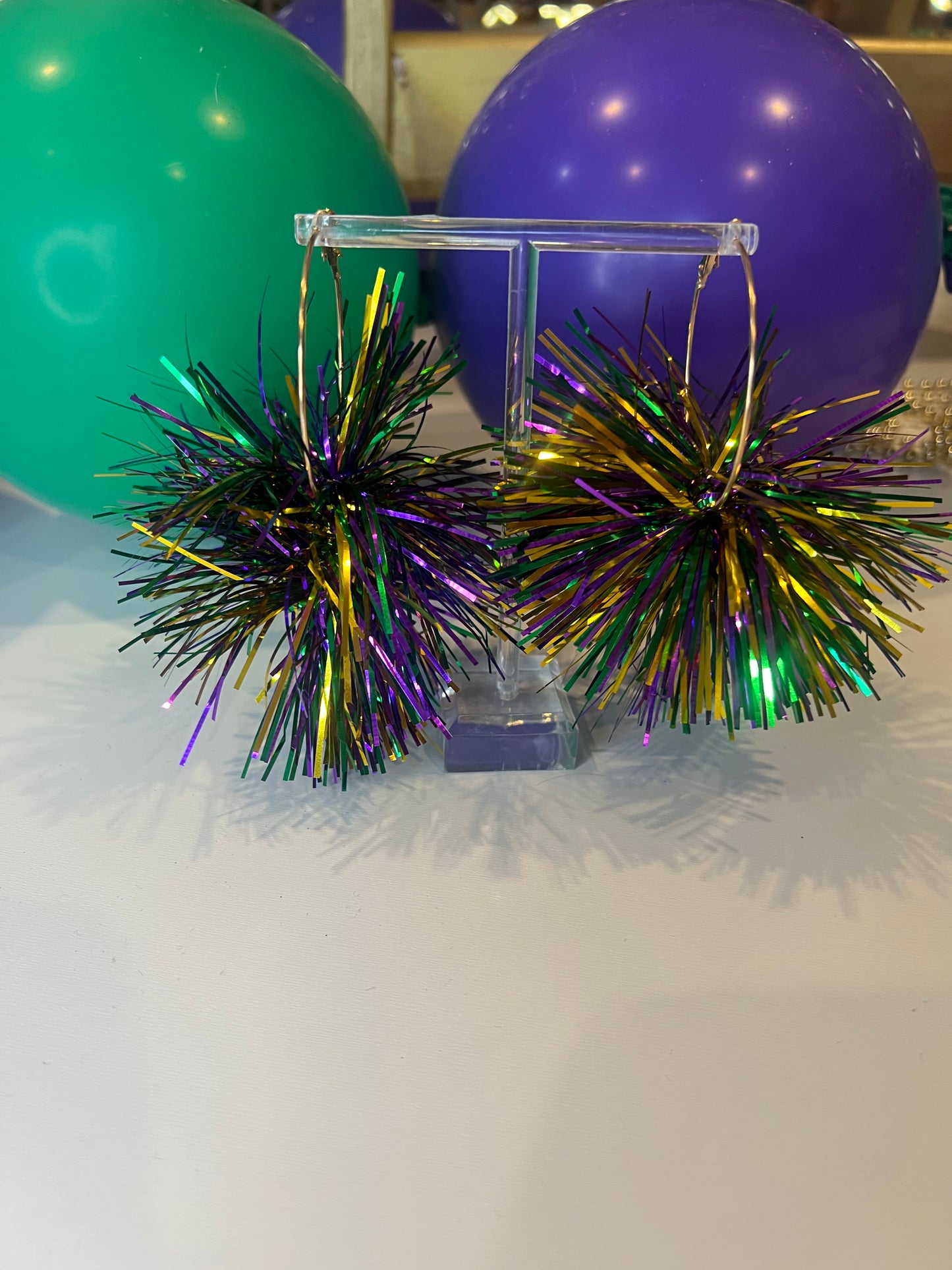 Mardi Gras Tinsel Earrings