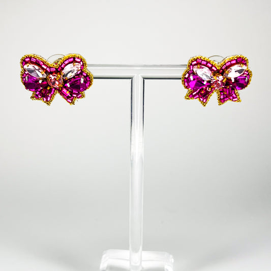 Pink Bow Luxe Studs