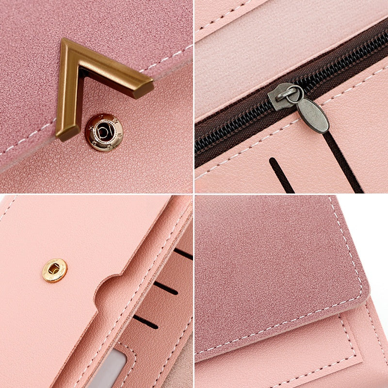 Women'S Solid Color Pu Leather Buckle Wallets