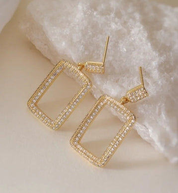 Square Zircon Drop Earrings