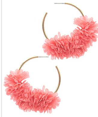 Chiffon 3 Flower Layered Hoops