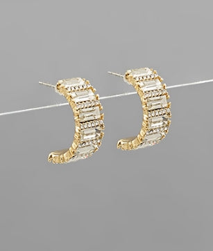 Crystal Half Moon Hoops