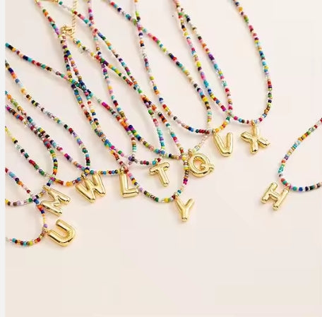 Beaded Bubble Letter Necklace