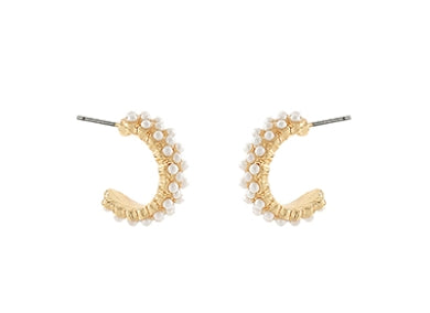 Small Pearl/Gold Half Hoops