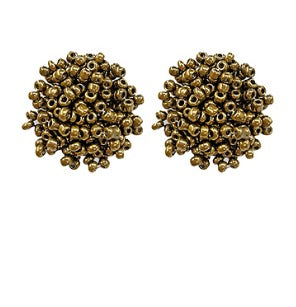 Beaded Pom Pom Earrings