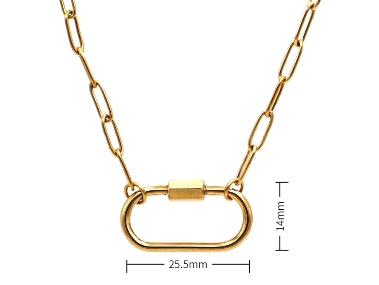 Gold link paperclip necklace