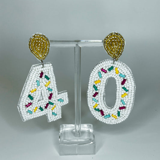 40th Birthday Cake Earrings OMD