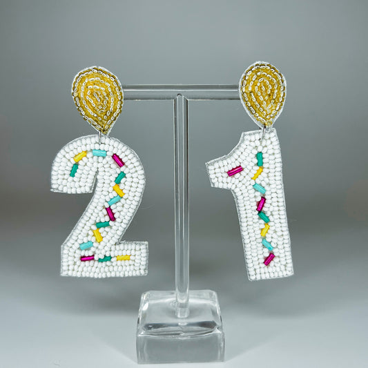 21 Birthday Beaded Earrings OMD