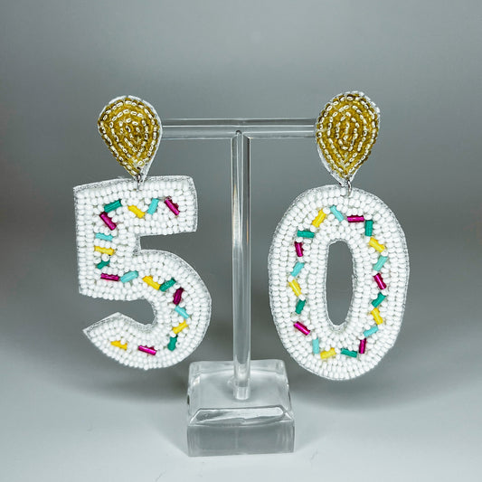 50th Birthday Cake Earrings OMD