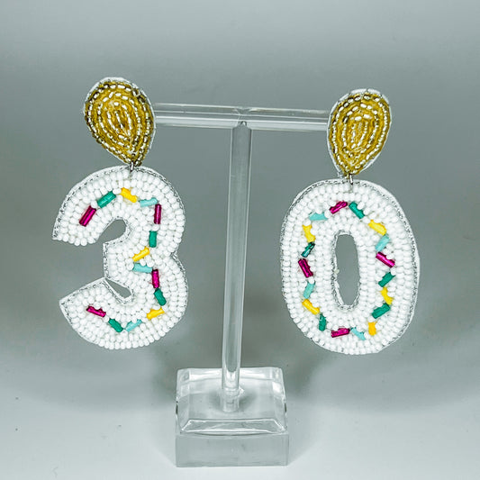 30th Birthday Cake Earrings OMD