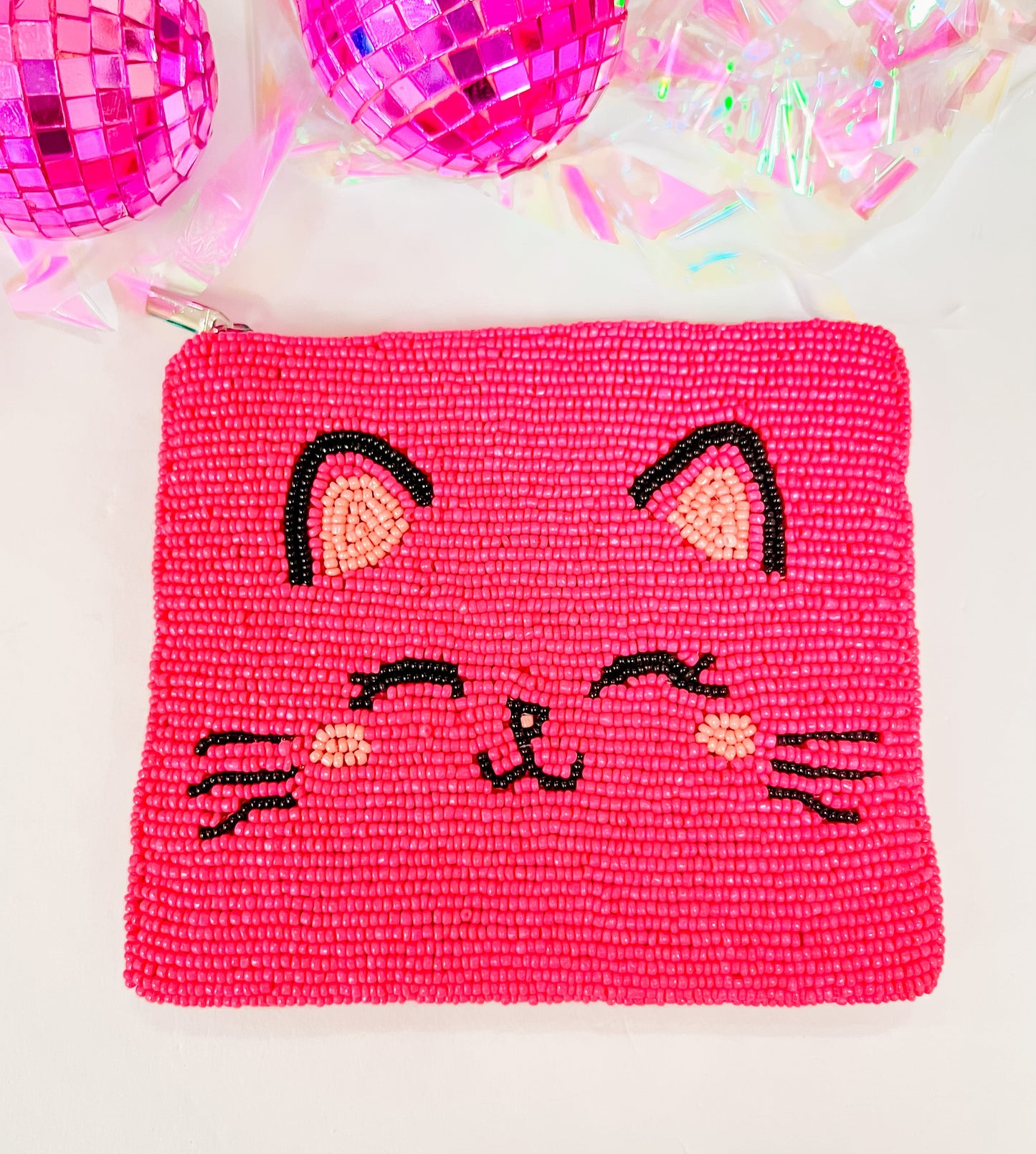 Kitten Beaded Coin Pouch