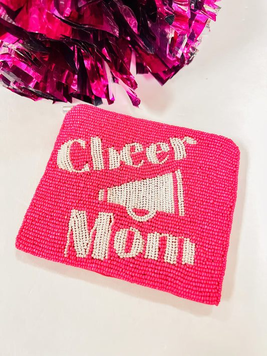 Cheer Mom Beaded Coin Pouch