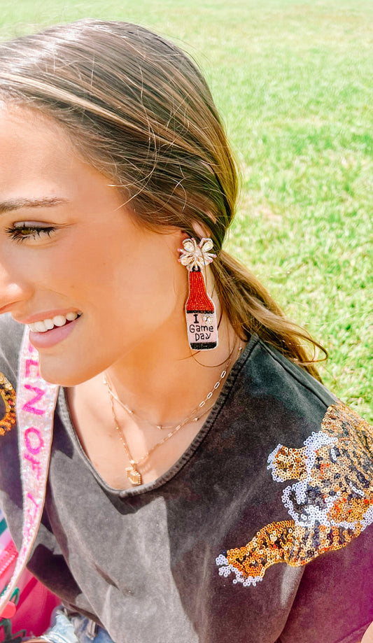 I love game day luxe bottle earrings